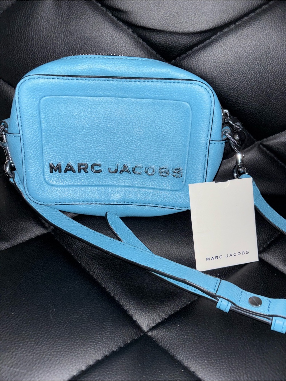Marc Jacobs Sky Blue Pebbled Leather Crossbody Camera Bag